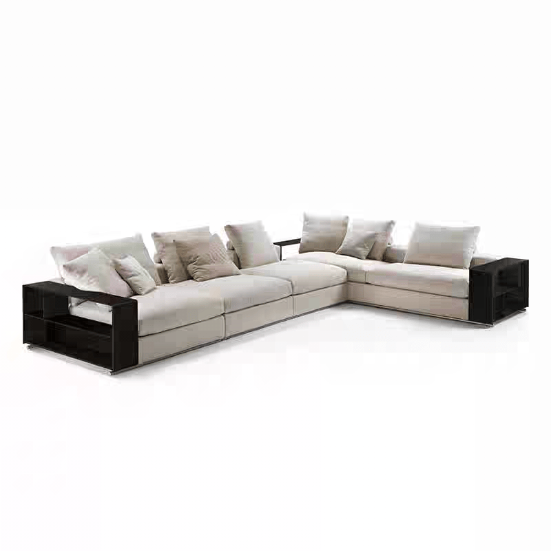G·T home Oak & Cotton-Linen Down Sectional Sofa