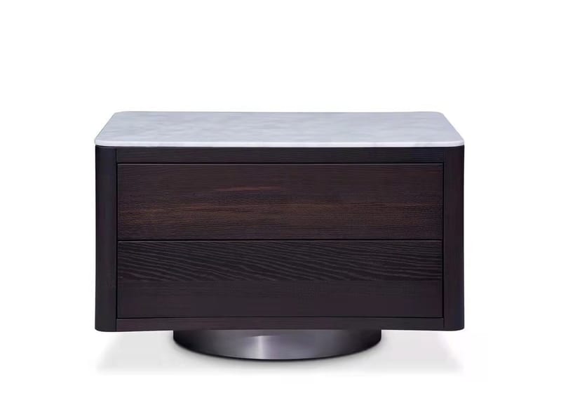 Huarui G·T home Ash Wood Nightstand with Marble Top