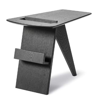 Huarui G·T home Solid Ash Magazine Rack & Side Table, Black Oak