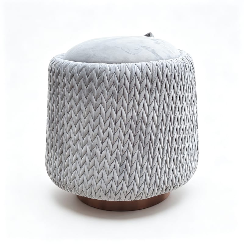 G·T home Cotton-Linen Round Entryway Stool & Bed Bench