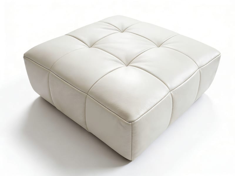 G·T home Cream Leather Ottoman & Shoe Bench