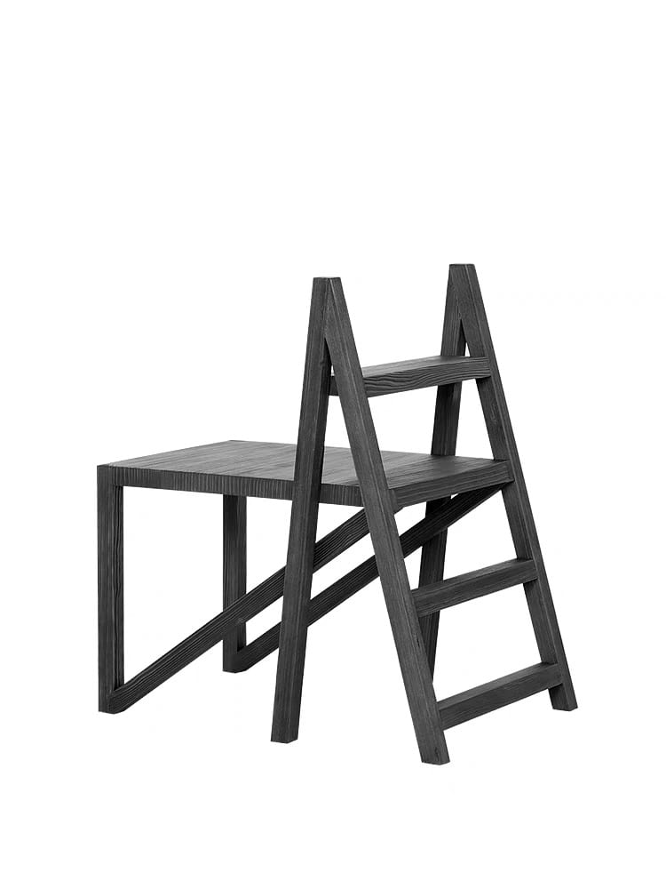 Huarui G·T Home Solid Ash Ladder Stool, Black
