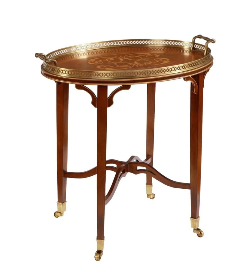 Elizabeth II Oval Solid Birch Mobile Side Table YL-0028