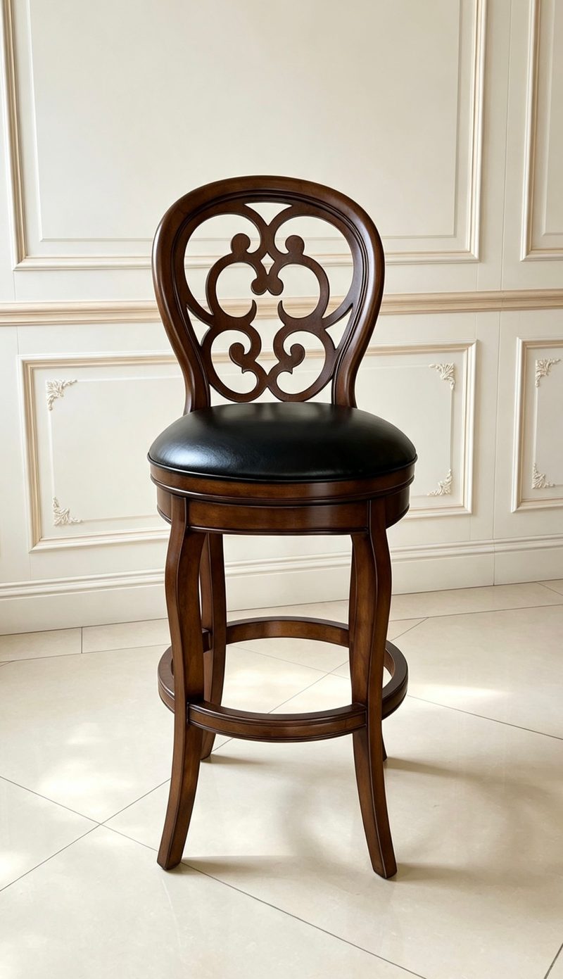 Yalishanzhuo Birch Solid Wood & Leather Swivel Bar Stool OGSD-63885