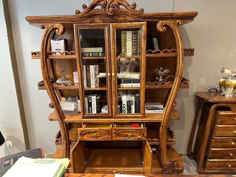 Weishi Wujinmu Solid Wood Bookcase with Brass Hardware