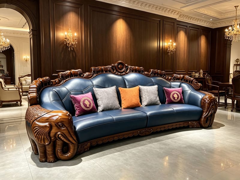 Weishi Zebrawood & Leather 2+5 Sofa Set