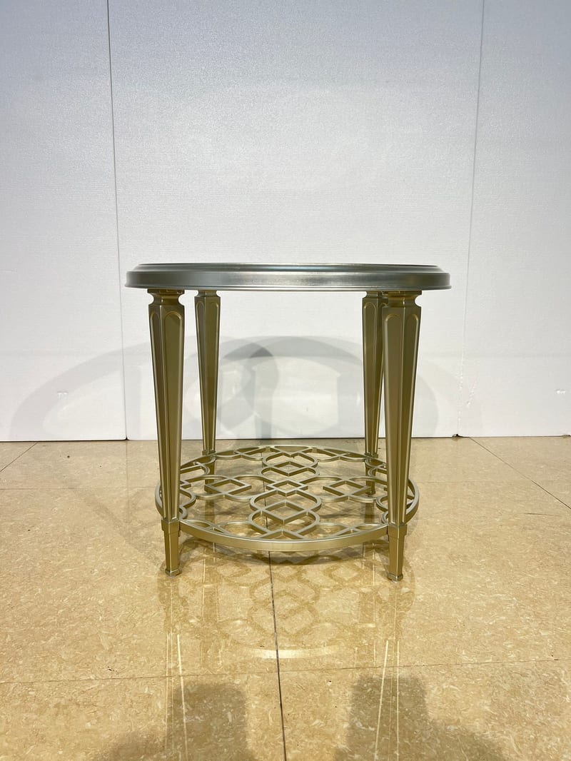 Markor Round Two-Tier Side Table, Silver Foil Frame