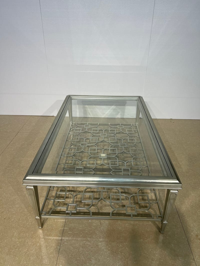 Markor Rectangular Two-Tier Coffee Table with Silver-Leaf Frame