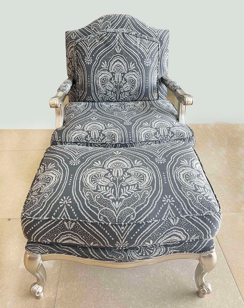 Markor MK Vintage Chenille Accent Chair & Ottoman Set
