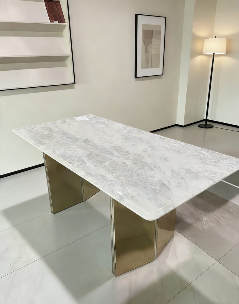 CK Blue Crystal Stone Dining Table — Contemporary Rectangular Table