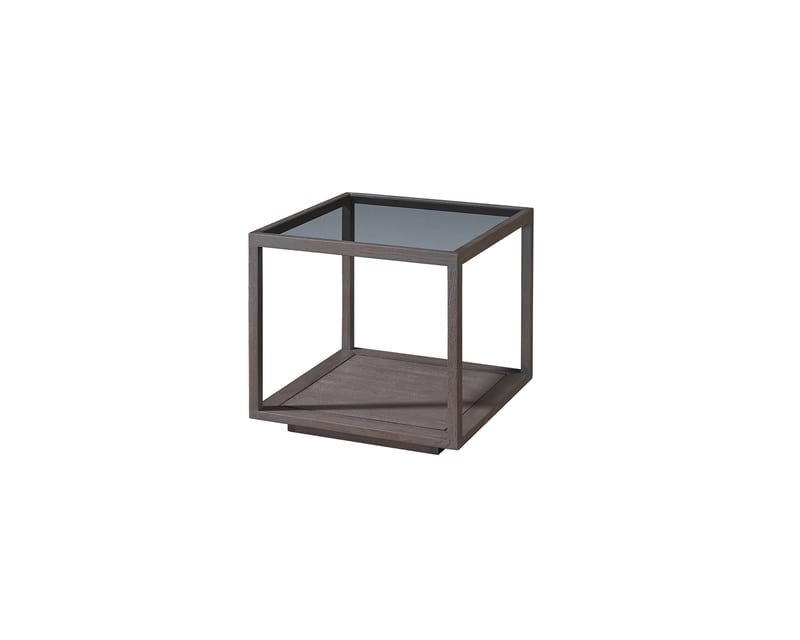 Baisen Morandi S6107E-2 Walnut & Glass Square Side Table