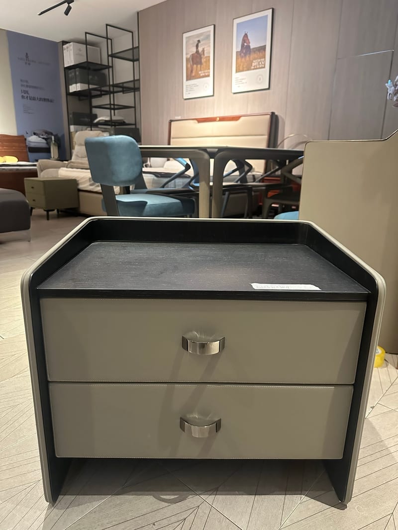Bosen Jizhi Beini Beige Faux Leather Nightstand