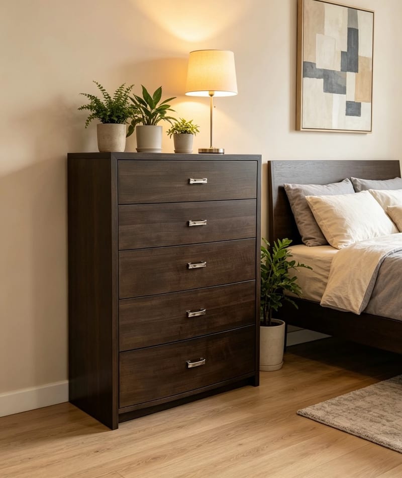 Markor American Five-Drawer Dresser, Birch, Dark Brown