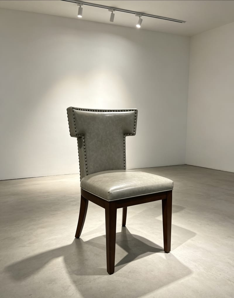 mextra MCIB03X Light Gray High-Back Faux Leather Dining Chair