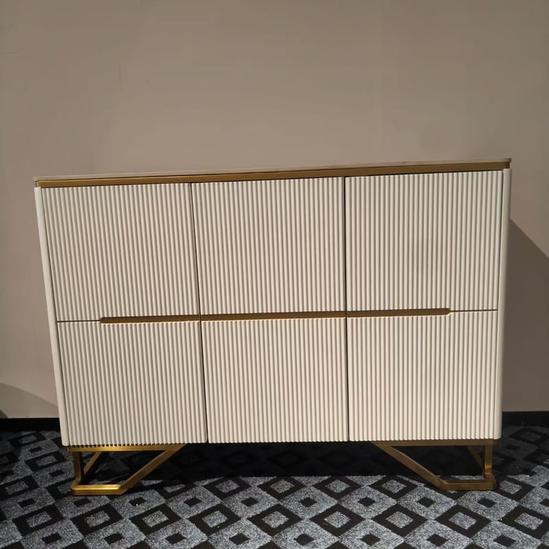 Modern Sintered Stone Entryway Shoe Cabinet, Cream White