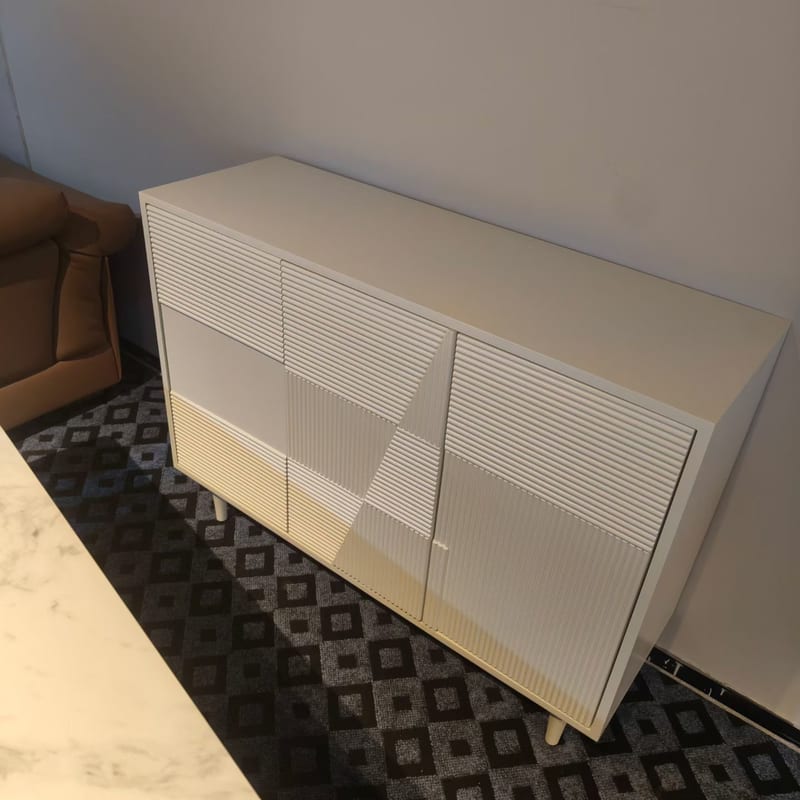 Modern Cream Entryway Shoe Cabinet, Russian Birch