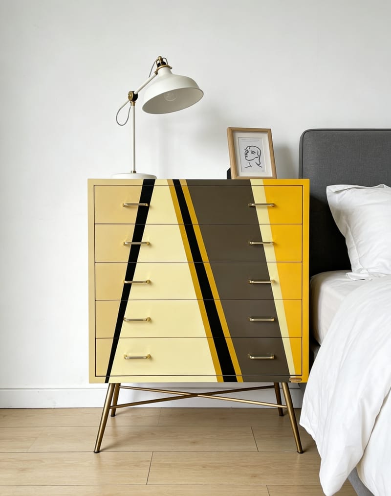 mextra MCG06 Mid-Century 5-Drawer Dresser, Yellow