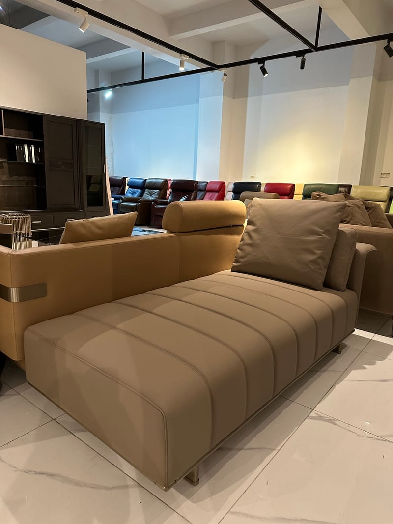 Bosen Jizhi Beini Leather Chaise Sofa Bed