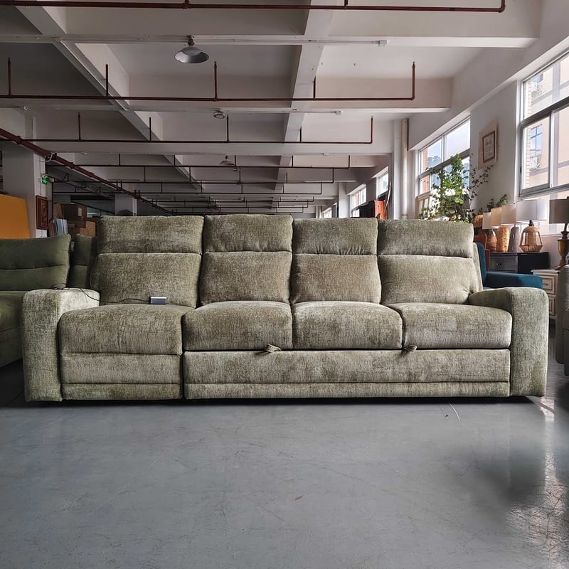 Modern Olive Green Chenille Four-Seat Sofa Bed