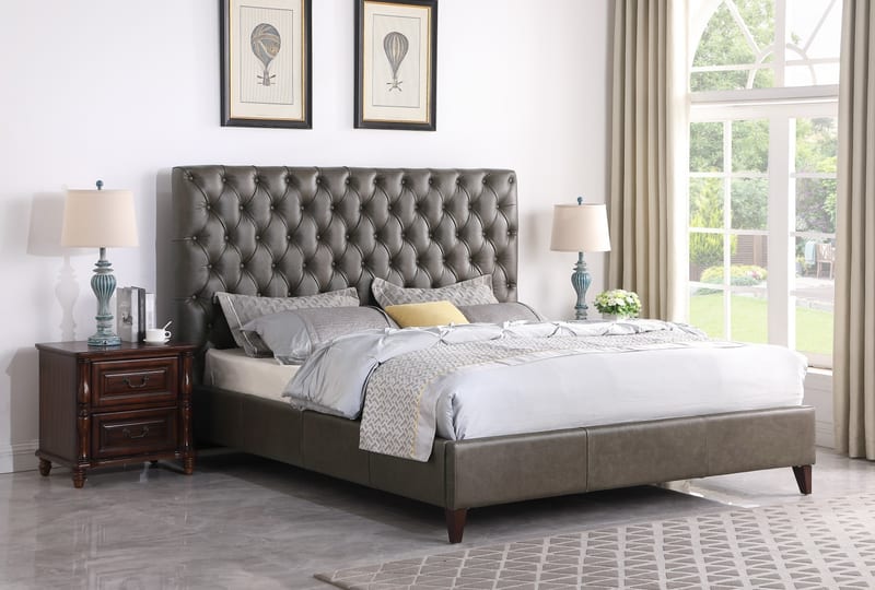 American Classic Leather Tufted Bed, Top-Grain Cowhide