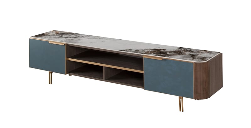 FRANKF DG-99102 Modern TV Stand, Blue-Gray Veneer