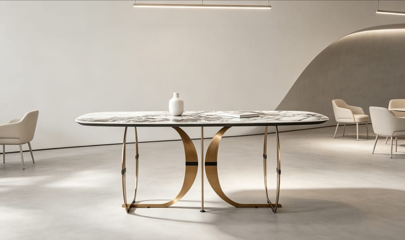 Renhao FRANKF T-99101 Modern Sintered Stone Oval Dining Table