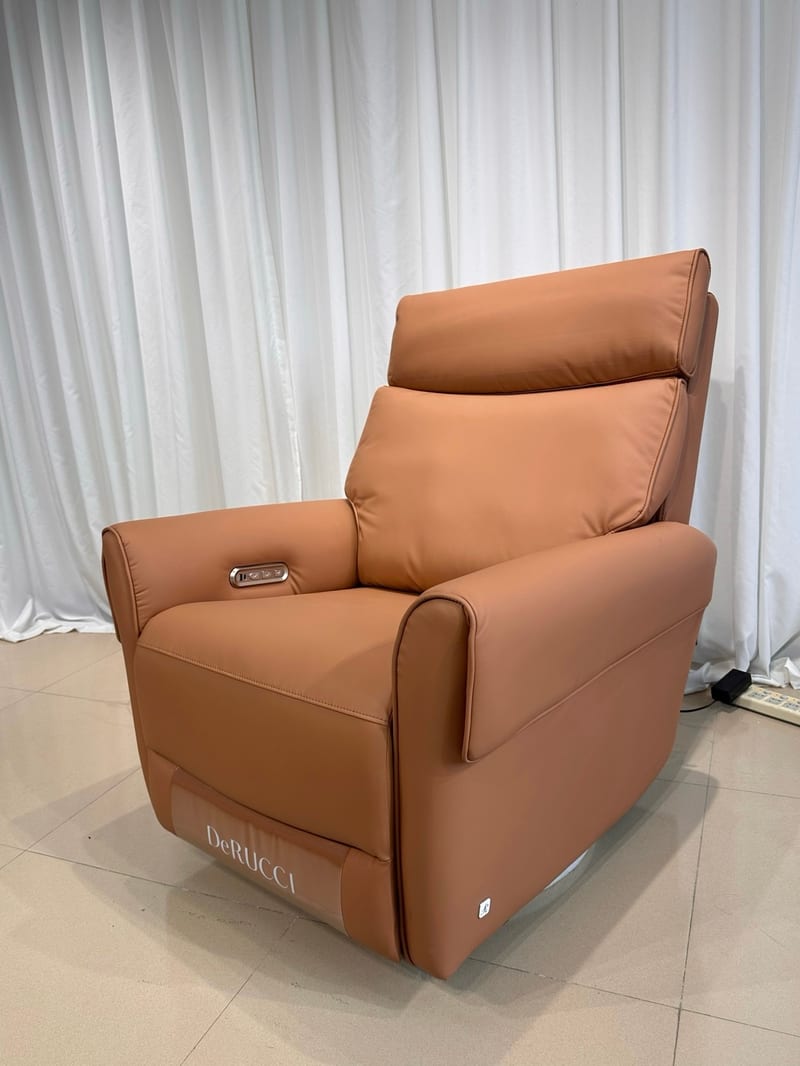 Musi Single Power Recliner Chair in Caramel Brown