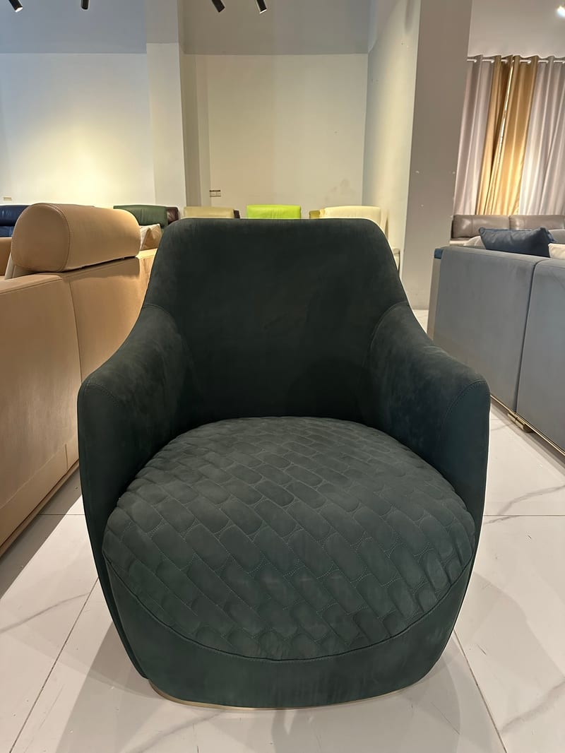 Bosen Jizhi Beini BS102 Green Leather Swivel Lounge Chair