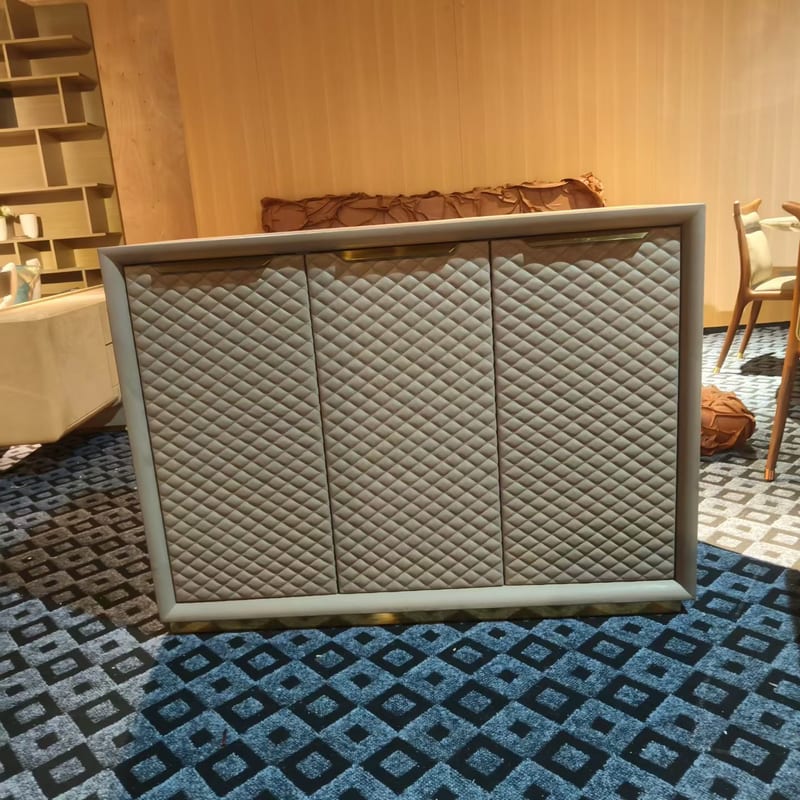Italian-Style 3-Door Shoe Cabinet in Woven Faux Leather