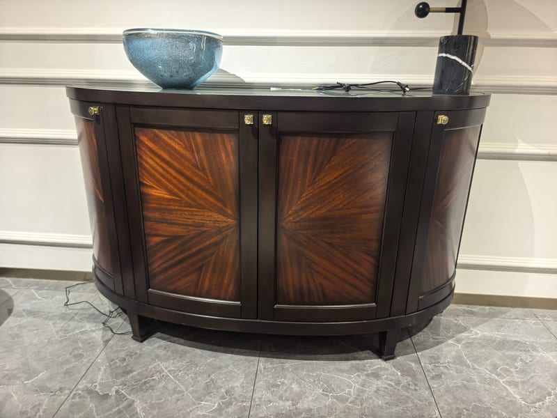 Glam Solid Wood Entryway Cabinet with LED Glass Top