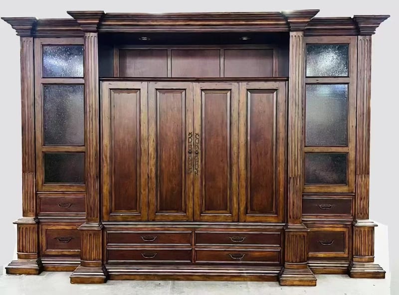 Solid Birch TV Storage Wall Unit