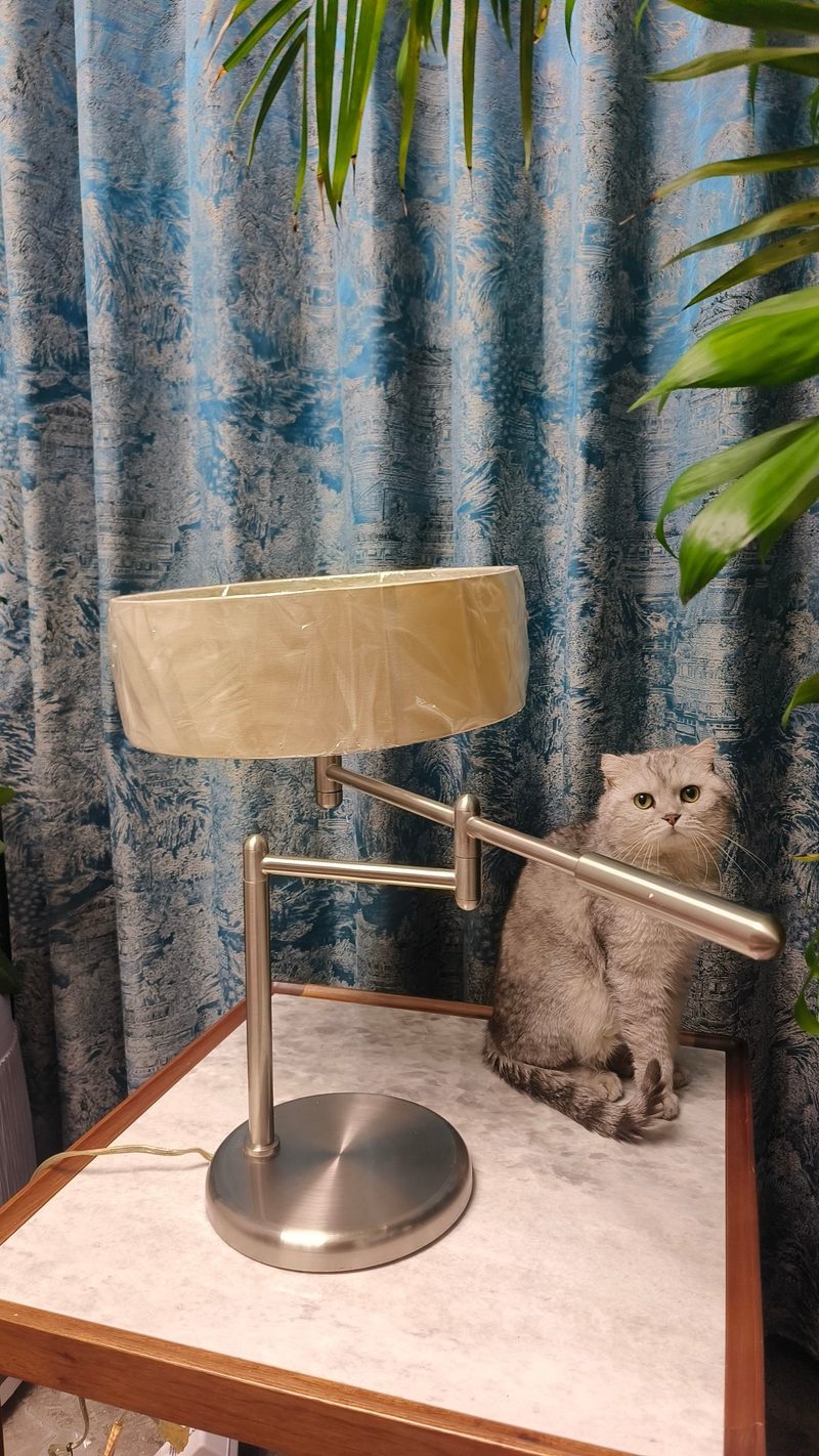 Chrome Metal Table Lamp with Fabric Shade