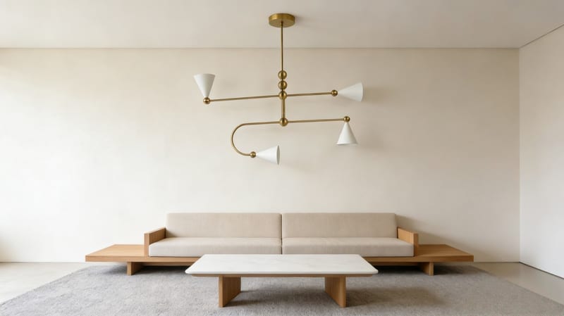 4-Light Brass Pendant with Soft White Shades