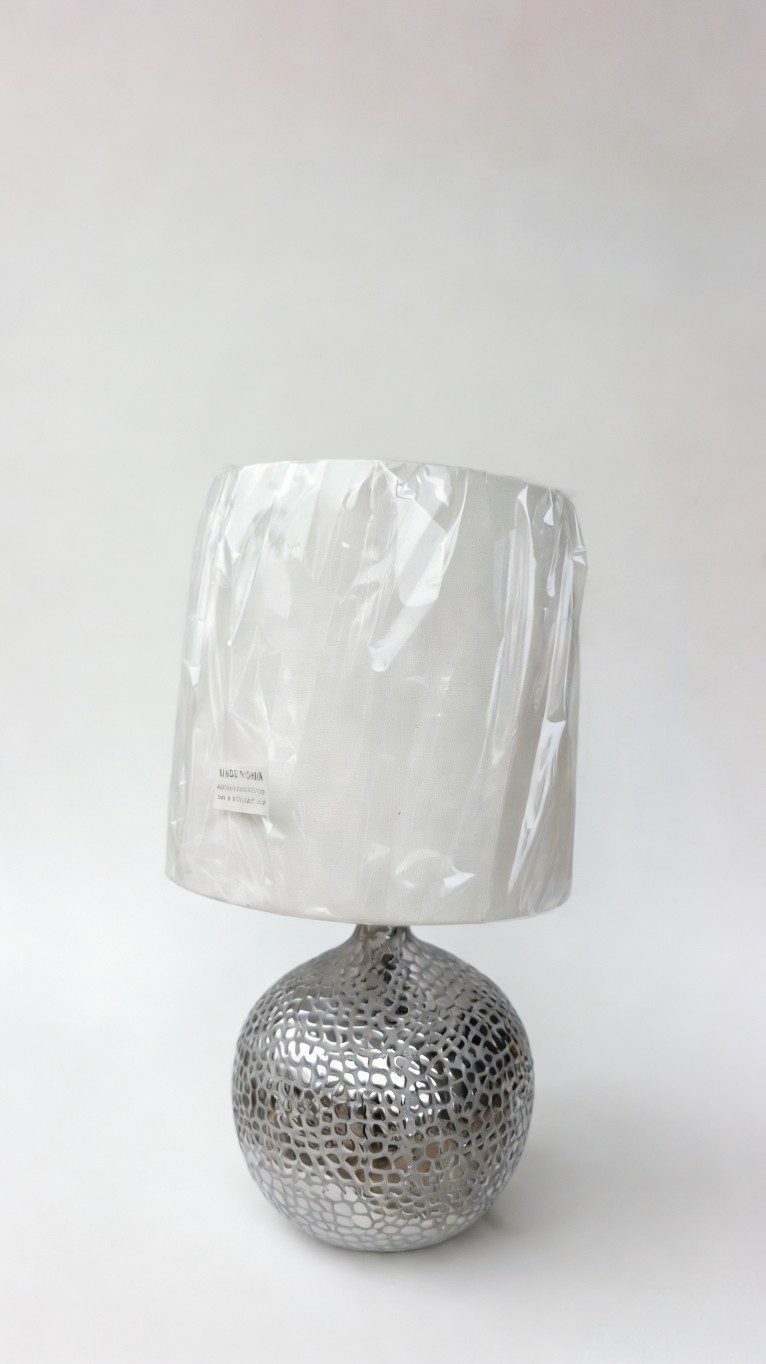 HL364201-SIL Silver Ceramic Sphere Table Lamp