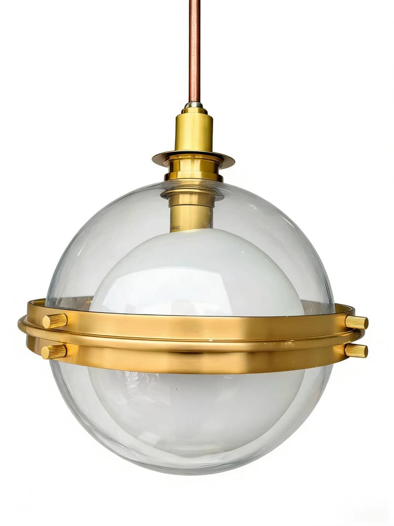 6514-AGB Aged Brass Pendant with Double Glass Shade