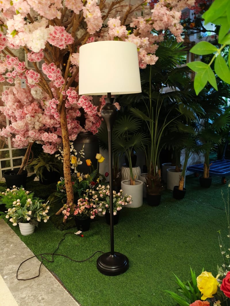 Metal Floor Lamp with Fabric Shade, Black