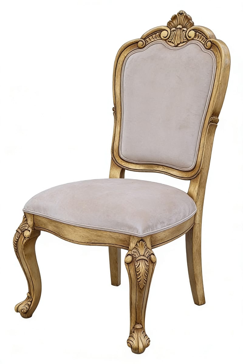 Italian Solid Wood Velvet Hand-Carved Accent Chair