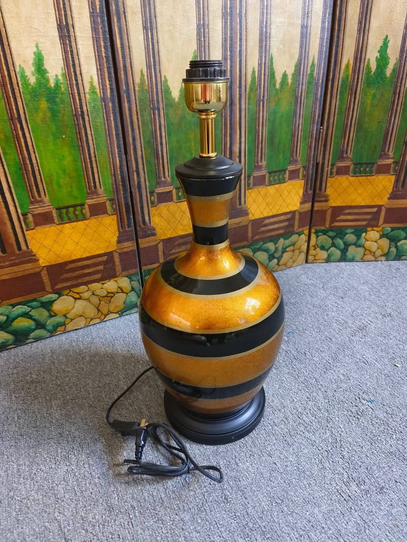 Vintage Ceramic Table Lamp, Gold & Black Gloss, One-of-a-Kind