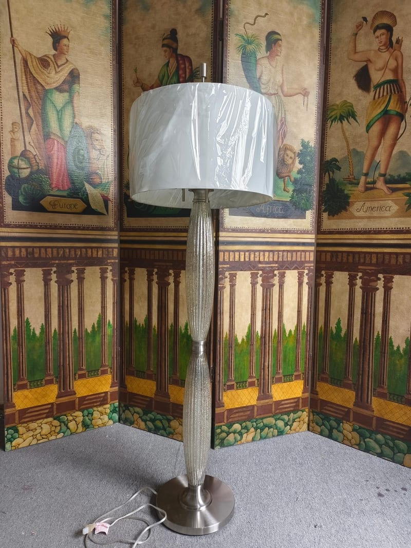 STYLE CRAFT Silver Metal & Glass Floor Lamp