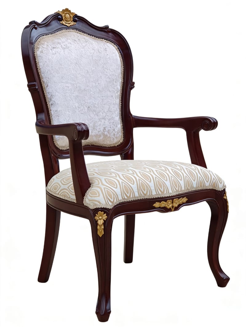 SCHIRRULIVING Hand-Carved Solid Wood Velvet Accent Chair