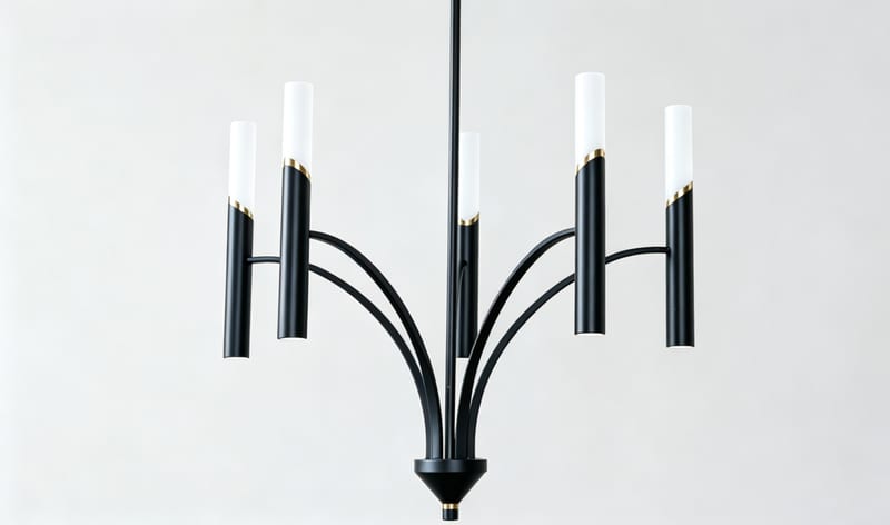 47367-LWUB Minimalist 6-Light Pendant, Matte Black & Gold