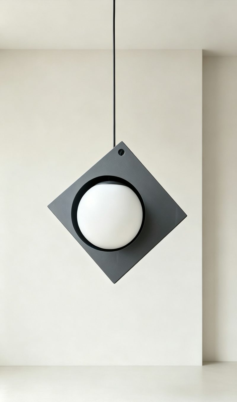 F5601 Matte Black Square Glass Pendant