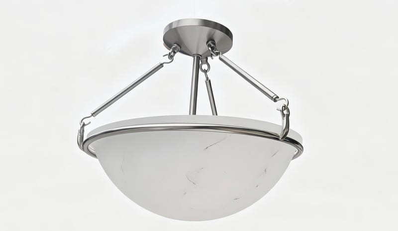 Natural Alabaster Pendant Light, Brushed Nickel, 14-Inch