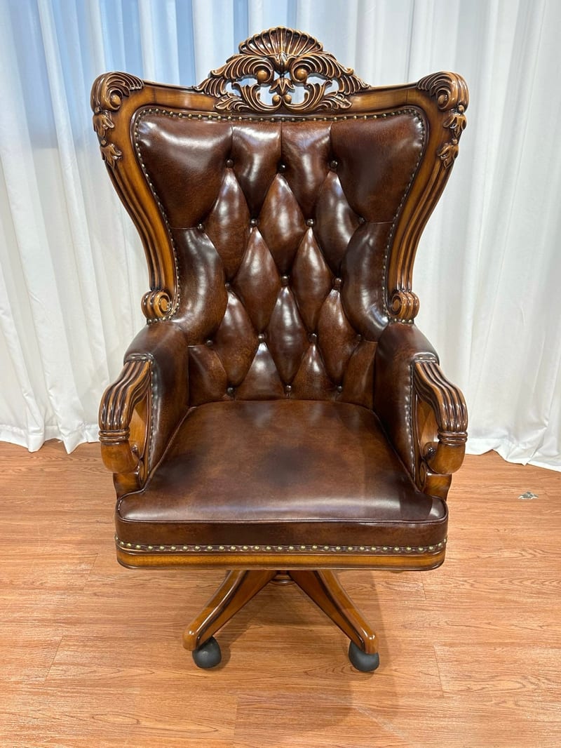 English Earl Wingback Leather Office Chair