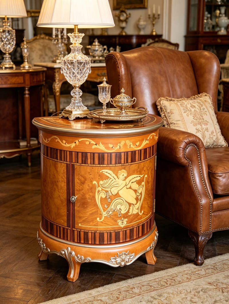 LIFEDBO Mother-of-Pearl Inlay Solid Wood Cabinet