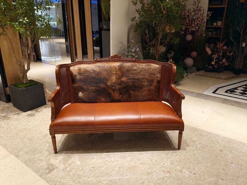 American Vintage Ash & Waxed Leather Loveseat