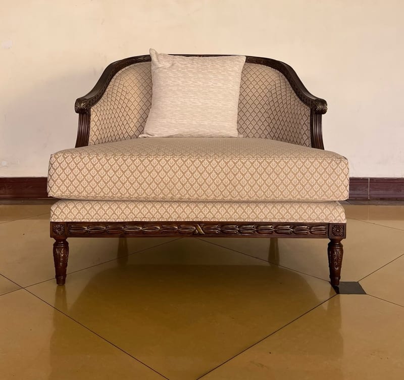 American Solid Wood Two-Seat Sofa, Cotton-Linen