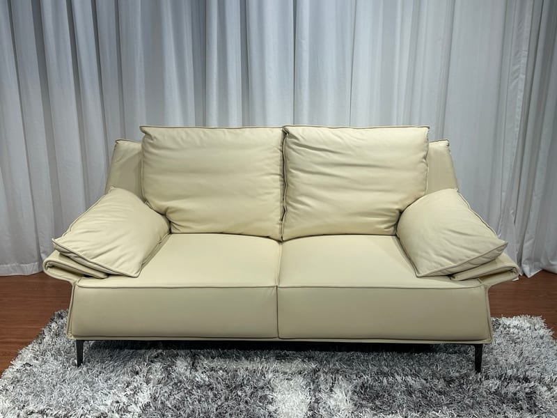 Renhao Jupin 1657 Two-Seat Leather Sofa, Beige