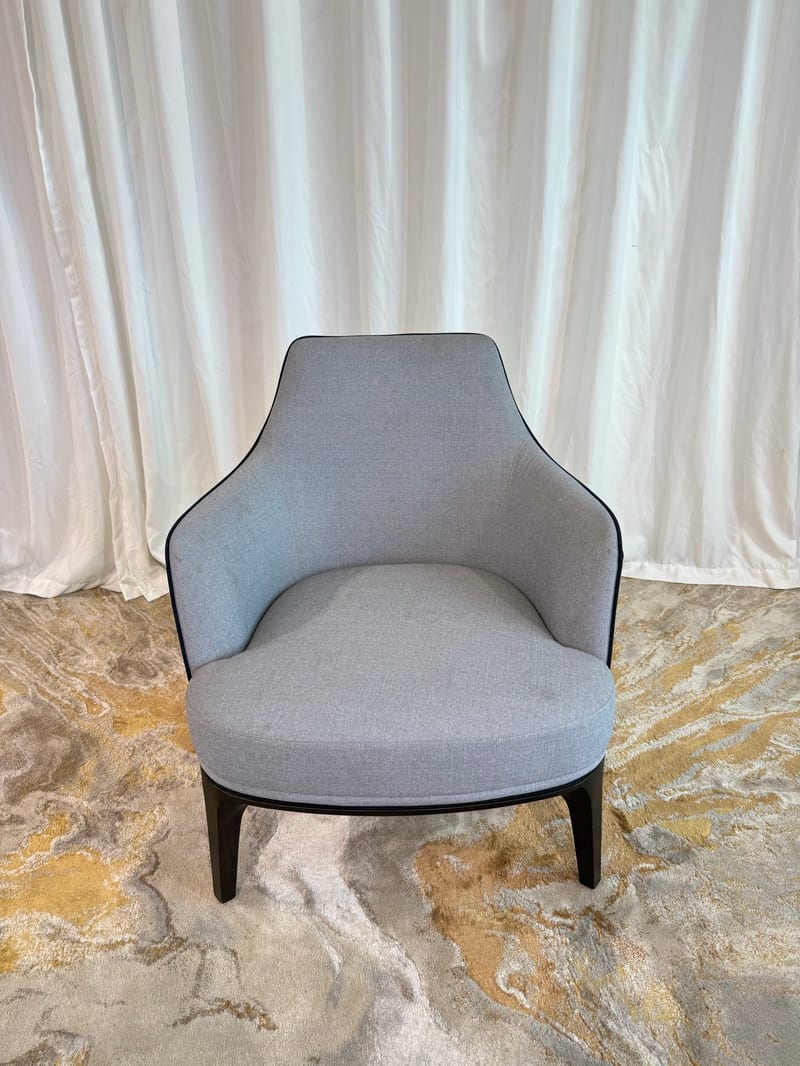 Romandika Ash Wood Cotton-Linen Lounge Chair
