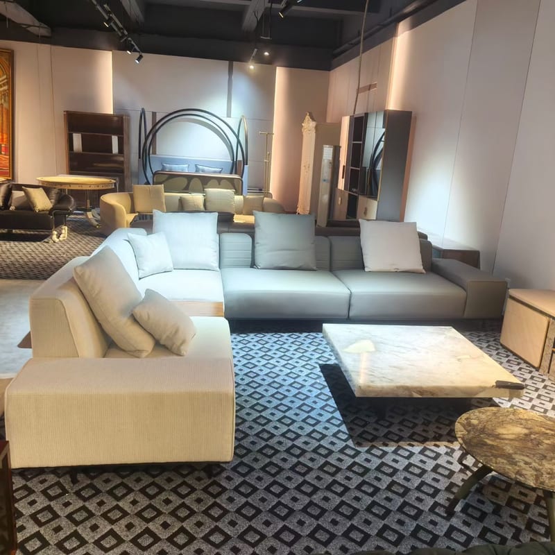 Dongguan Custom Italian Minimalist Sectional Sofa in Nappa Leather